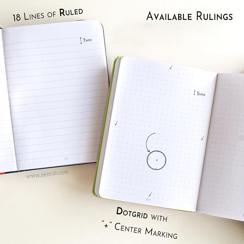 Image of NEORAH -A6 RULED | 368 Pages - 110 Gsm | PAGE A DAY JOURNAL (14.8 X 10.5 cm)-Hardcover RULED Notebook |Back Pocket |3 Silk Book Mark - Completely HANDMADE for Journaling,writing - LIGHT GREEN