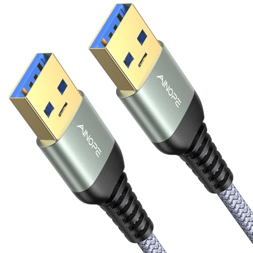Image of AINOPE USB to USB Cable, 3.3FT*1Pack USB 3.0 A to A Male to Male Cable [Never Rupture] Double End Type A Cord for Data Transfer, Compatible with Hard Drive Enclosures, Laptop Cooler, KVM, DVD Player