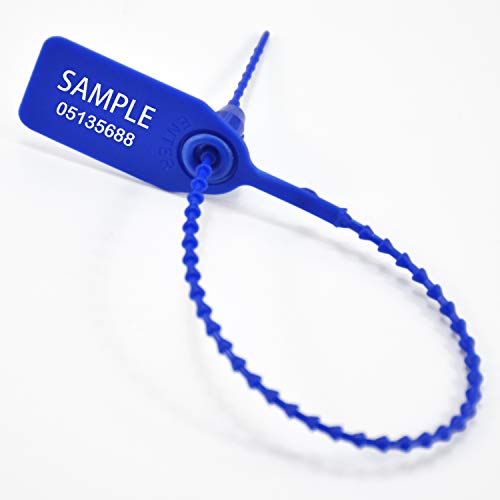 Leadseals(R) 100 Plastic Tamper Seals, Zip Ties for Fire Extinguishers Pull Tite Security Tags Numbered Trailer Seal Disposable Self-Locking Tie 250mm Length (Blue)