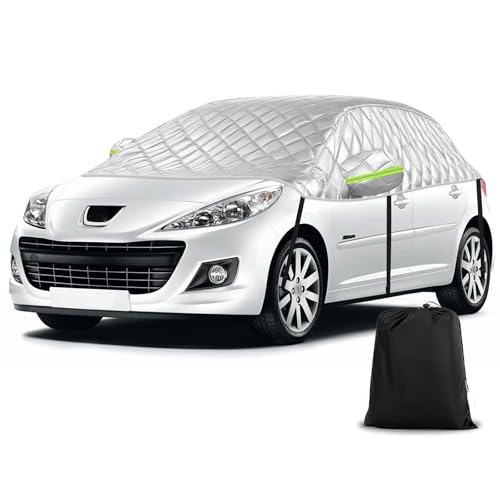 Épaissi Housse de Voiture Remplacement pour Opel Corsa D Renault Clio, Universelle Demi-Housse de Voiture Résistante au Soleil, Demi-Bâche de Garage...