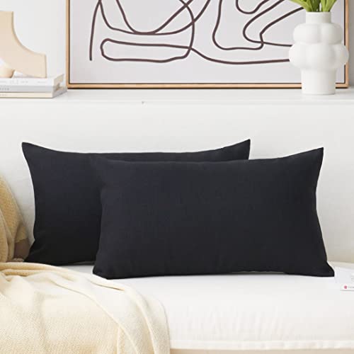 Home Brilliant Rectangle Throw Pillow Decorative Throw Pillow Covers For Couch Oblong Pillows, 12X20 Inch, 30X50 Cm, Black #TOP1