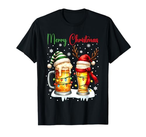 Weihnachtsoutfit Bier Party Outfit Bier Geschenke Biergläser T-Shirt