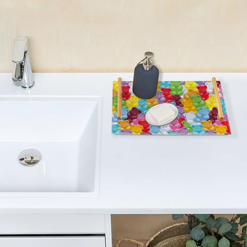 Colorful Gummy Bears Candies Sweets Decorative Trays with Handles Outdoor Serving Tray Rectangular Tray for Jewelry Perfume Large Dinner Decorative Food - Image 6