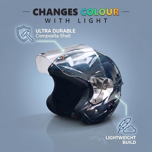 Image of Cortex TRIGER Half Face Helmet Glossy Finish with Scratch Resistant Polycarbonate Visor, Hard ABS Shell Helmet for Men and Women | Clear Visor, Lightweight
