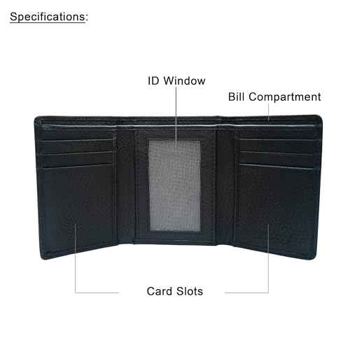 VANSI Genuine Leather Modern TriFold Design Wallet and Card Holder for Men (BLACK)3