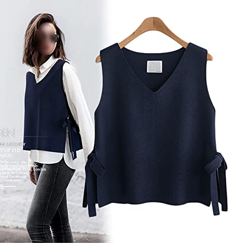 Chaleco de punto con cuello en V profundo y corte oversize sin mangas 3
