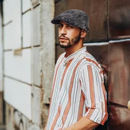 Image of 3Pcs Men's Newsboy Caps Cotton Cooling Hat Adjustable Flat Cap for Men