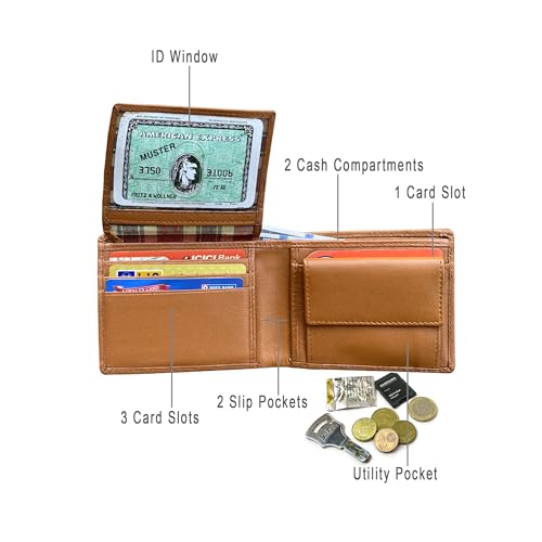 Balona Genuine Leather Anti-theft RFID-Blocking Minimalist Bifold Coin Pocket Wallet Two Side Hidden Stitch Credit Card Case for Men (Tan Nappa)3