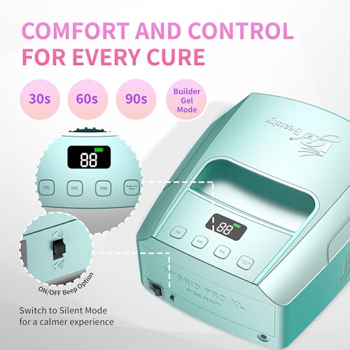 Image of iGel Beauty Hybrid PRO 3.0 XL UV /LED Nail Lamp - Wireless Rechargeable 48W Nail Dryer, Extra Wide Full-Hand Curing, 9000mAh Battery, Smart Timer & Builder Gel Mode, Cordless Professional Lamp