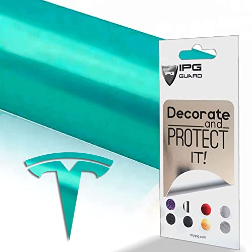Image of IPG Compatible with Model Y Decal Sticker (8 Logo Set) Overlay Stickers Do it Yourself Stickers Set Personalize Your Tesla (Shiny Turquoise)