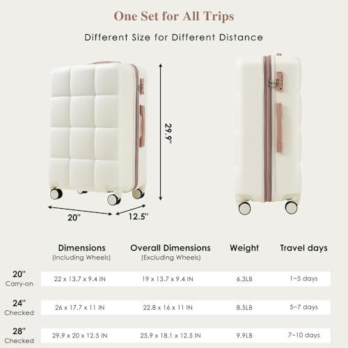 Luggage Sets 4 Piece, 20-inch with USB Port, Expandable ABS Durable Suitcase with Travel Bag, Cup Holder, ABS Hard Shell Luggage with Spinner Wheels, beige4