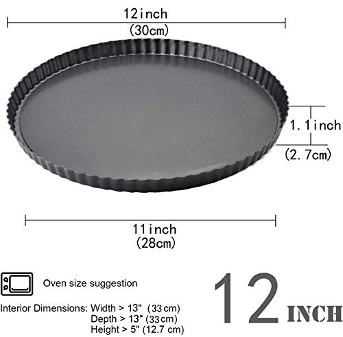 Gutsdoor Tart Pan 12 Inch with Removable Bottom Quiche Pan Nonstick Round Quiche Pie Pan (12 Inch) - Thumbnail 5