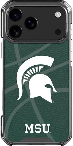Skinit Clear Phone Case Compatible with iPhone 17 Pro Max - Officially Licensed Michigan State University Green Basketball Design
