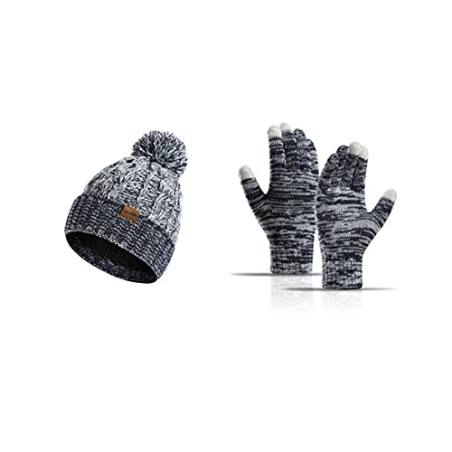 Sombrero tejido contra el frío invernal con guantes pantalla táctil útiles
