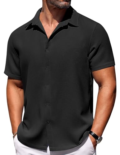 COOFANDY Button Down Shirts for Men Short Sleeve...