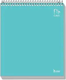 Caderno Flip Azul Turquesa Capa Dura 1 matéria 80 Folhas