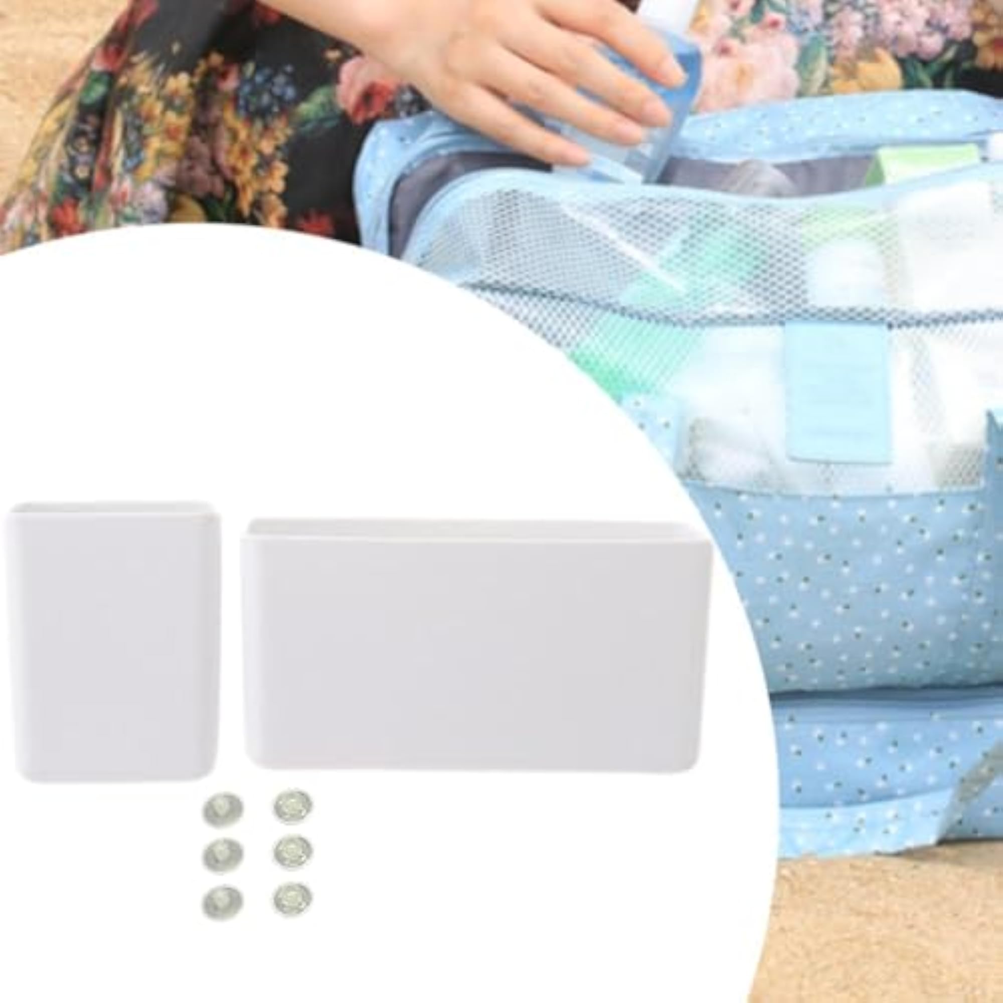 Phone Holder for Beach Tote, Elegant Hanging Insert Organizer, White
