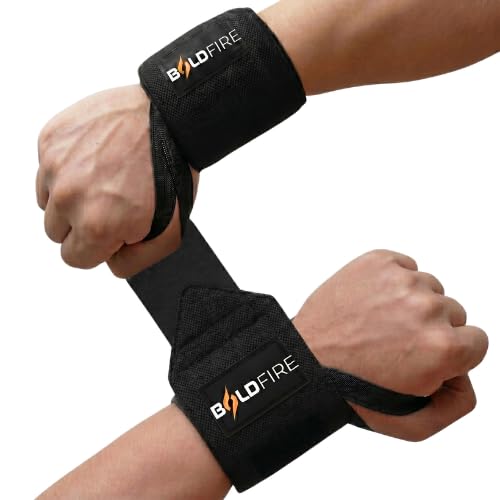 Image of Weight Lifting Wrist Straps for Gym, Adjustable Cotton Wrist Support, Black