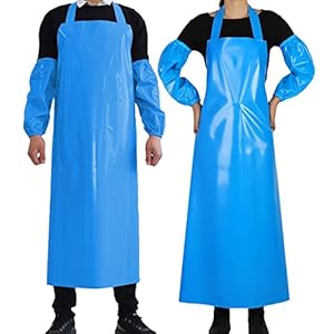 Waterproof Oil Proof Bib Apron Utility Apron Chemical Resistant Apron with Sleeve Work Apron Ultra Lightweight