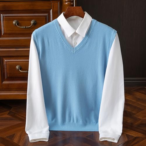 Men's V Neck Sweaters Sleeveless Pullover Vest Knitwear Lightweight Loose Fit Casual School Uniform Sweater Vest Tops2