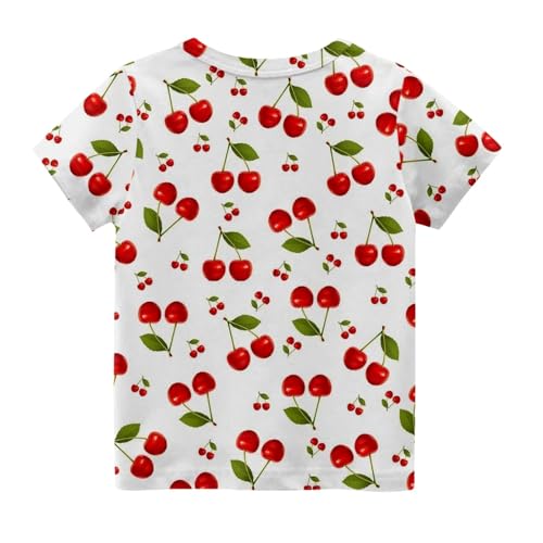 Toddler Kids Cherry Strawberry Short Sleeve Tees Boys Girls Cute Fruit Print Crewneck T-Shirts Comfy Soft Blouse3