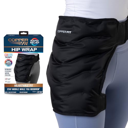 Copper Fit Rapid Relief Hip Wrap – Flexible & Reusable Cold and Hot Gel Pack Hip Replacement, Arthritis, Bursitis, Inflammation, Sciatica HSA/FSA – Adjustable