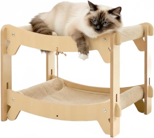 CENIAL つめとぎ 猫 ソファ型 双層爪研ぎベッド 麻布タイプ 小型?大型猫対応 大空間 丈夫 耐久 洗える 多頭飼い対応 猫用ベッド (A,二重)