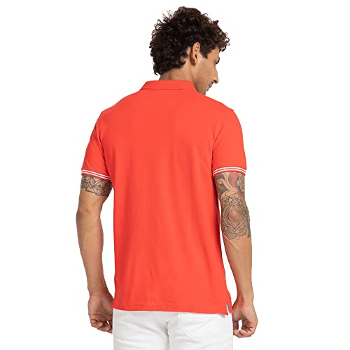 Image of Spykar Men's Slim Fit Polo Neck Half Sleeve Solid Casual T-Shirt