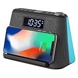 ✔️ CARGUE MIENTRAS DUERME: con esta radio despertador con cargador inalambrico no hay necesidad de cargar sus dispositivos lejos de su cama, la almohadilla de carga inalámbrica QI es compatible con todos los teléfonos habilitados para Qi para que pueda dejar su dispositivo y fácilmente cargarse sin cables. También tiene un puerto USB de 1 A adecuado para alimentar cargar un dispositivo adicional.