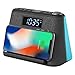 Produktbild Radiowecker Digital mit Wireless Charger, Bluetooth Lautsprecher, Nachtlicht, Dimmbares LED-Display und White Noise | Wecker mit Ladestation | Induktive Ladestation | Digitaler Wecker | Radio Wecker