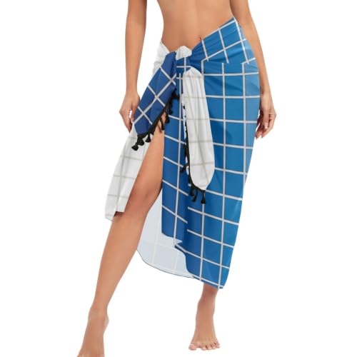 Pareo para traje de baño con degradado azul a blanco informal