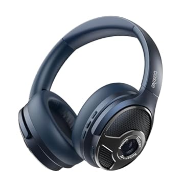 Fone de Ouvido Bluetooth Basike V18, ANC Cancelamento do Ruído Passivo, Giratório 180° Modo Caixa de Som, Hi-Pure Audio, Microfone, Design Moderno (Azul Marinho)