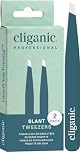 Cliganic Professional Eyebrow Tweezers Slant Tip - Precision for Men & Women, Stainless Steel Best for Plucking Chin Facial Hair (Blue, 2 Pack)