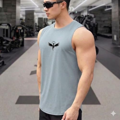 Image of Men's Sandow Sleeveless Vest - Slim Fit Ribbed Cotton Blend Tank Top - Lightweight Crew Neck Gym Workout Undershirt for Summer