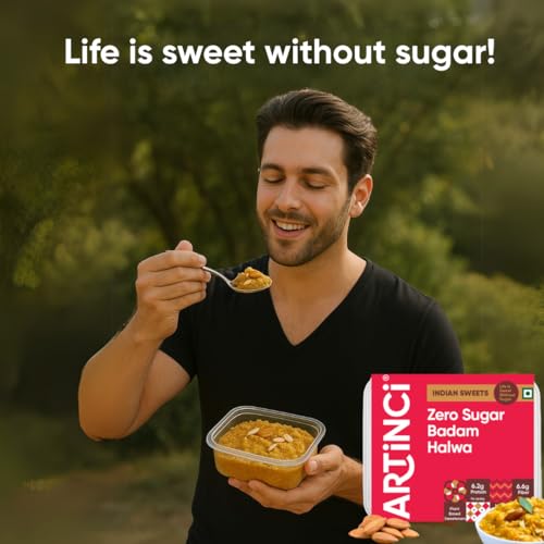 Image of Artinci Sugar-Free Badam Halwa (200gm X 2), Low-Carb, Keto-Friendly, High-Protein Indian Sweet, Made with Pure Desi Ghee & No Added Sugar