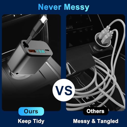 Zigarettenanzünder USB C, Einziehbares Auto Ladegerät Schnellladegerät Auto Zubehör für lPhone 17 16 15/15 Pro Max/14/13/12/11,G alaxy Pixel,Car Charger Handy Auto Adapter Kfz Innenraum Ladekabel – Bild 4