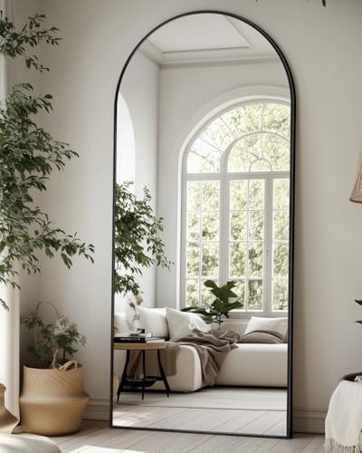 Suidia Arched Full Length Mirror, 68"x26" Floor Mirror Freestanding, Floor Standing Full Body Mirror with Stand for Bedroom, Hanging Mounted for Living Room Cloakroom, Black