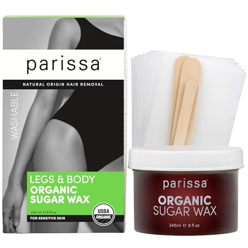 Parissa Organic Sugar Wax Kit for Legs & Body | USDA Certified, Vegan, Hypoallergenic, Microwavable