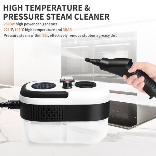 Image of 6 Level Adjustable Handheld Steam Cleaner for Home,15s Heat-Up Pressurized Steamer for Cleaning,1.29 Quarts Tank Portable Steam Cleaner Handheld for Car