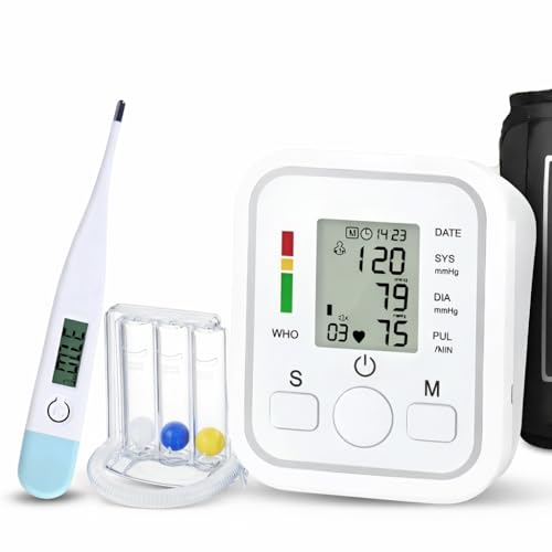 Image of Aika Health Combo Pack: AK-555 Digital Blood Pressure Monitor with Voice Guidance, Adjustable Cuff & Memory + AK-45 Digital Thermometer + LS-101 3-Ball Lung Exerciser for Respiratory Care