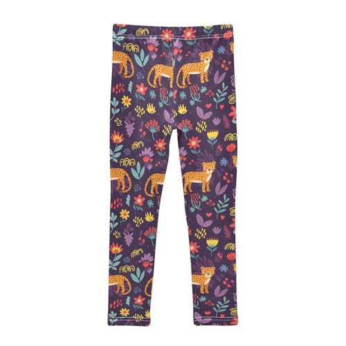 Girls Leggings Size 4T Leopard Dark Purple Yoga Stretchy Pants Comfortable Girl Clothes for Workout Dance2