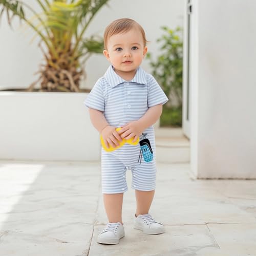 Newborn Baby Boy Golf Clothes Short Sleeve Striped Golf Embroidery Polo T-shirt Jumpsuit Summer One Piece Outfits4