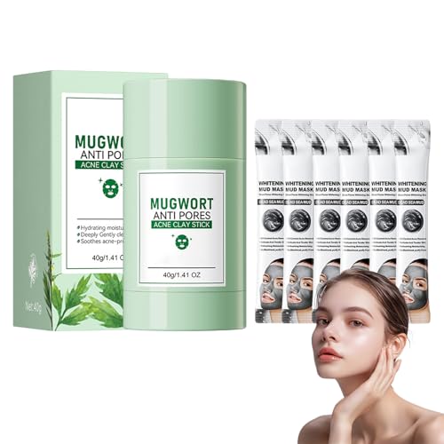 Mascarilla de Barro Limpiadora 40g y Mascarilla de Barro Hidratante 8g 6PC, Limpieza Profunda, Antiacné, Reparación Suave, Hidratante y Blanqueadora, Suavizante y Rejuvenecedora, cream