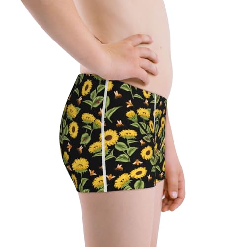 Boys' Cotton Boxer Brief Soft Underwear-Bees And Sunflowers2