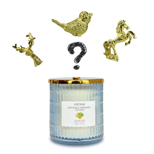 Mens Large Scented Candles Candle Lime Basil & Mandarin Cologne Soy Candle 42Hrs Long Lasting Jar Candle Natural Wax Candle With Giant Embossed Classic Glass Bottle 600G 21.16Oz, Blue #TOP1