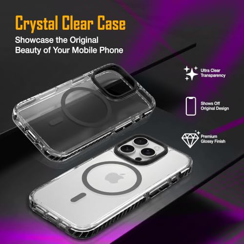 Image of Zapcase Crystal Clear Back case for iPhone 16 Pro | PC Back | TPU Bumper with Inner Rubber Grip | Metal Camera Guard Bezel | Metal Buttons | Scratch Resistant Cover | 2 Layer Edge Protection | Black