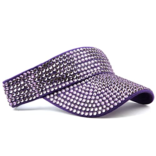 Image of Gudessly Shiny Rhinestones Sport Sun Visor Adjustable Summer Cap Visor Caps for Women Men