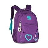 Mochila de Costas Rebecca Bonbon Heart Beats RB27010 Soft Juvenil Grande Escolar Bolso Antifurto (Roxo)