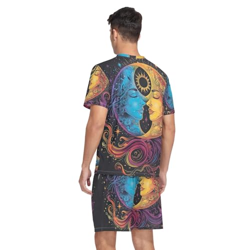 Mens Pajama Short Sleeve Sleepwear with Pockets Lounge V Neck 2 Piece Nightwear with Pockets Summer, S-XXL2