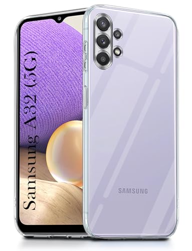 Image of Jkobi Back Cover for Samsung Galaxy A32 5G (Silicone Clear Shockproof Case with Camera Protection and Dust Plugs | Transparent)